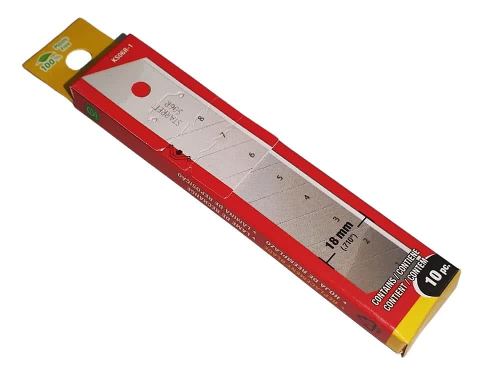 Lâmina Para Estilete 18mm Com 10 Unidades – Starrett | Corte Preciso E Durabilidade Profissional