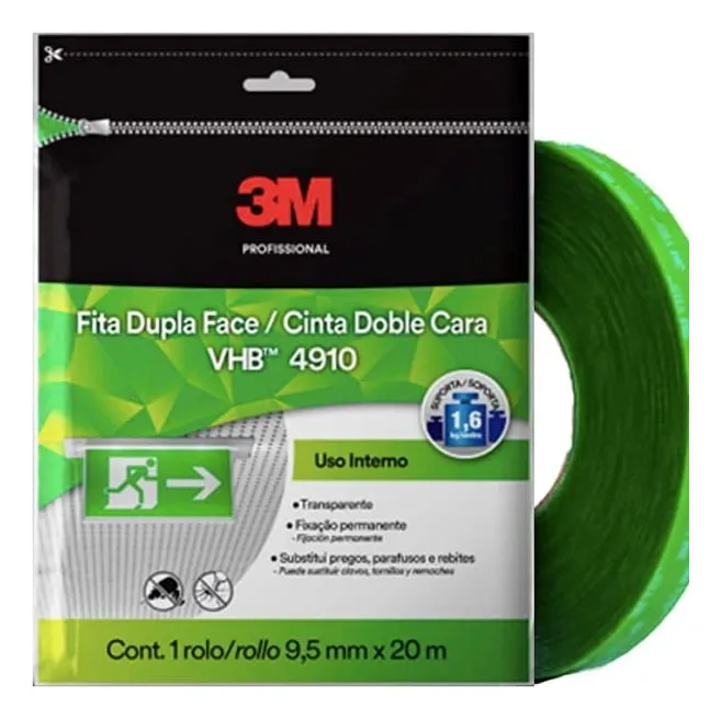 Fita Dupla Face Vhb Cinza 9,5mm X 20mts - 3m | Fixação Forte E Durável Fita Dupla Face Vhb Cinza 9,5mm X 20mts - 3m | Fixação Forte E Durável