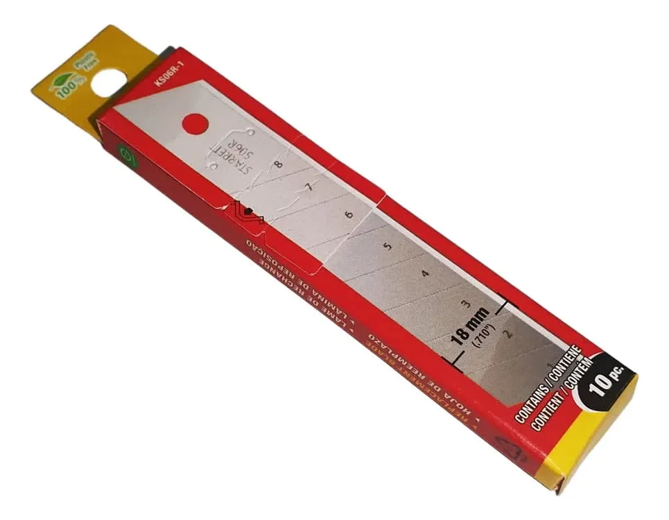 Lâmina Para Estilete 18mm Com 10 Unidades – Starrett | Corte Preciso E Durabilidade Profissional