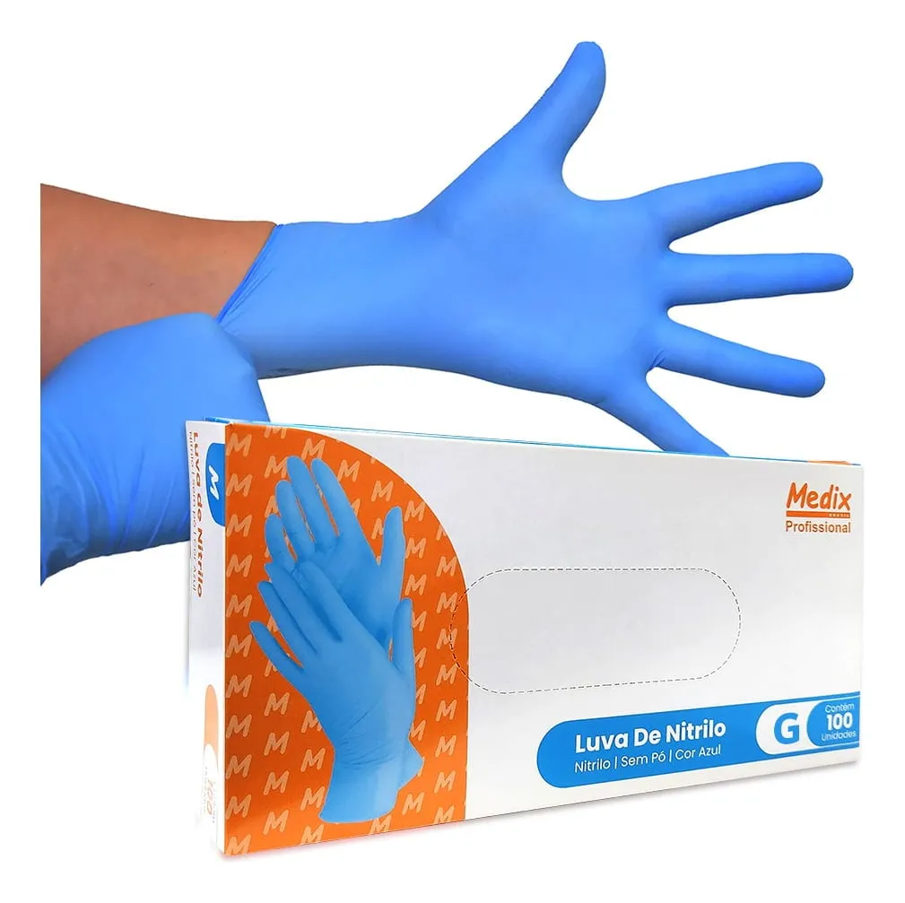 Luva Nitrílica Azul - Medix