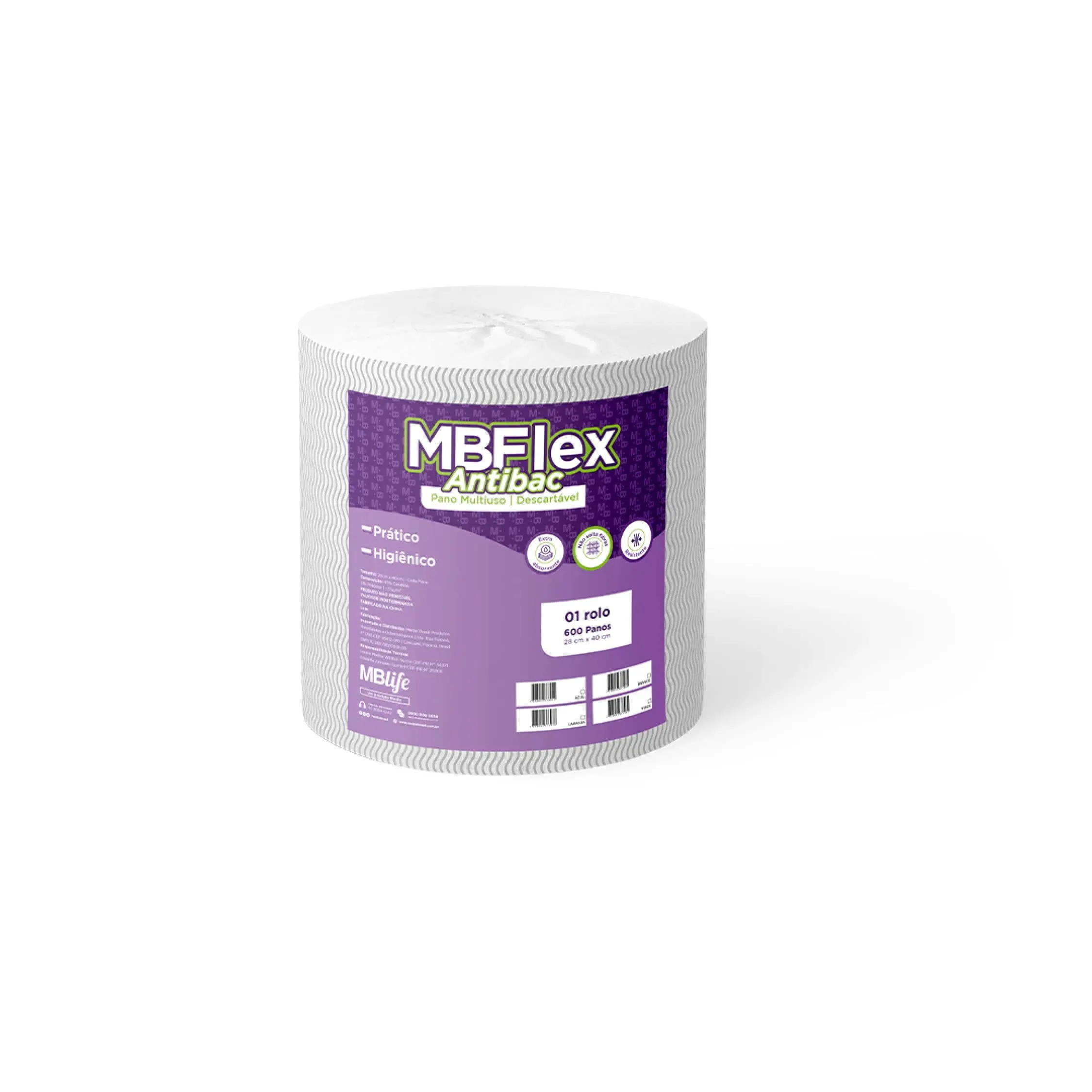 Rolo De Pano Antibacteriano Branco Com 600 Unidades – Medix | Limpeza Profunda Com Ação Sanitizante